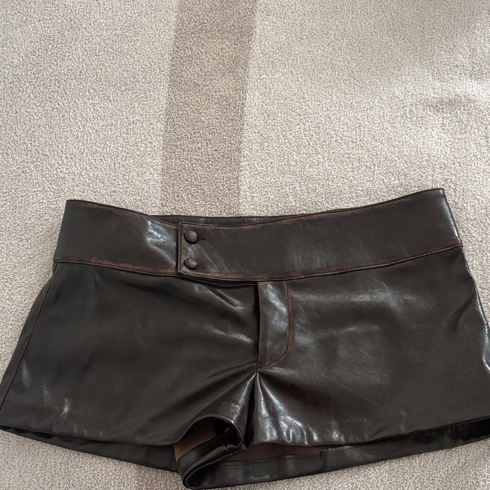 Zara Dark Brown Leather Shorts